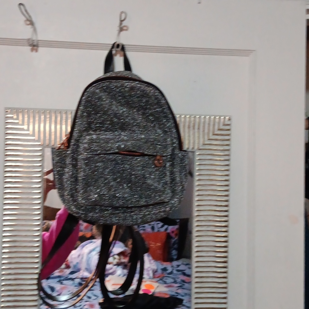 American Eagle Outfitters Silver Sparkle Mini Backpack
